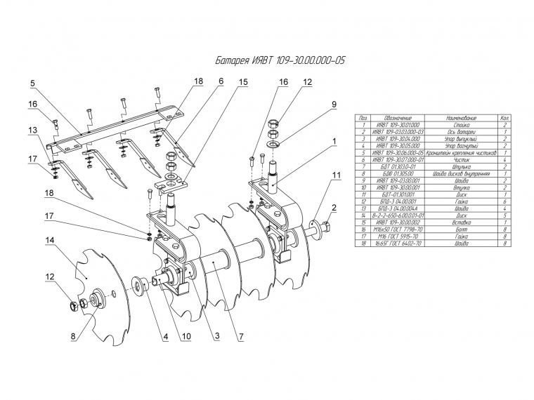 ЗАПЧАСТИ К БОРОНА ПРИЦЕПНАЯ ДИСКОВАЯ БПД-9