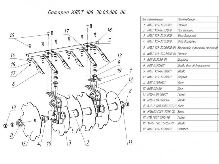 ЗАПЧАСТИ К БОРОНА ПРИЦЕПНАЯ ДИСКОВАЯ БПД-9