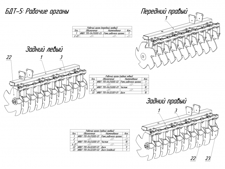 ЗАПАСНЫЕ ЧАСТИ К БОРОНЕ ДИСКОВОЙ ТЯЖЕЛОЙ БДТ-5.4