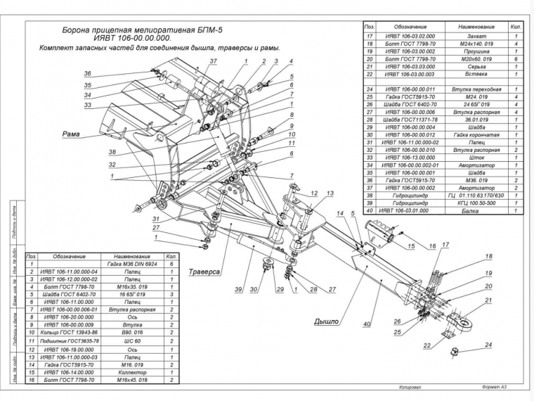 ЗАПЧАСТИ К БОРОНЕ МЕЛИОРАТИВНОЙ БПМ-5