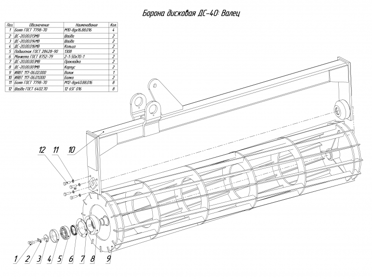 ЗАПАСНЫЕ ЧАСТИ К БОРОНЕ ДИСКОВОЙ ДС-40