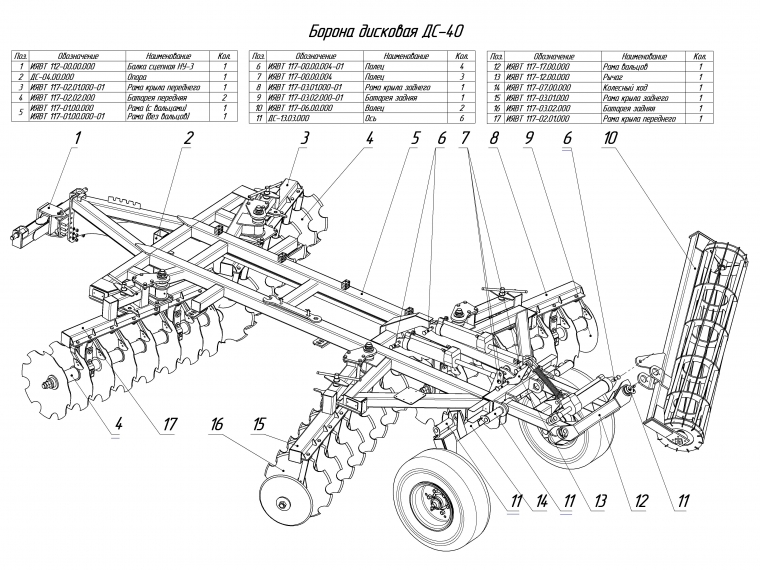 ЗАПАСНЫЕ ЧАСТИ К БОРОНЕ ДИСКОВОЙ ДС-40