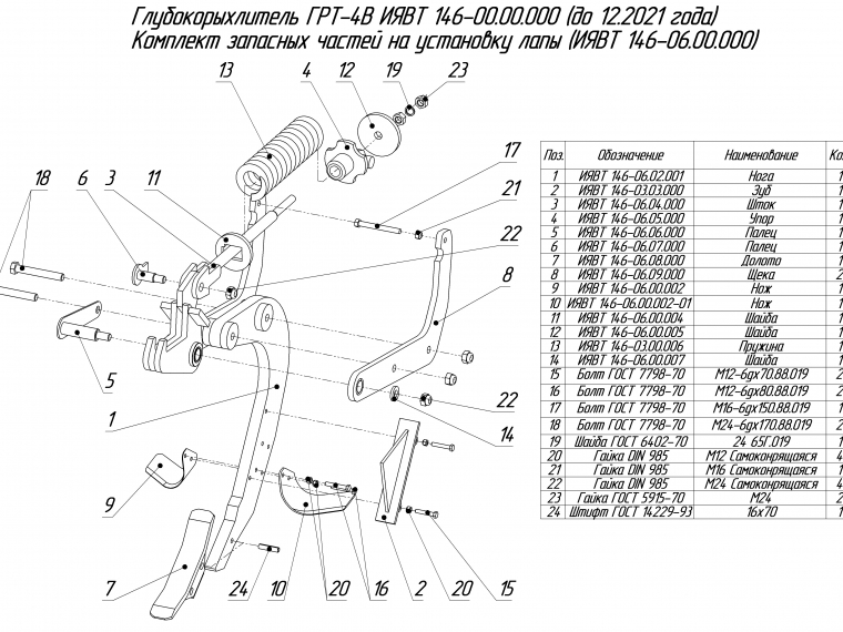 ЗАПЧАСТИ К ГЛУБОКОРЫХЛИТЕЛЬ ГРТ-4-1