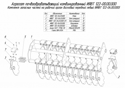 ЗАПЧАСТИ К АГРЕГАТ ПОЧВООБРАБАТЫВАЮЩИЙ КОМБИНИРОВАННЫЙ АПК-9А